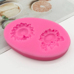 Pink silicone sunflower mold for DIY chocolate fondant cake baking and decoration