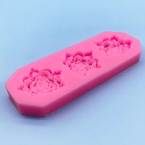 Rose flower silicone mold with three cavities for DIY fondant cake and chocolate making