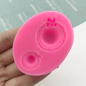 Pink flexible 3D silicone mold for bow straw hat cake decorating and soap making