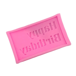 Pink silicone Happy Birthday mold for fondant and chocolate baking crafts