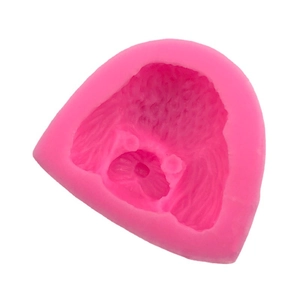 Rosa Silikonform mit Hundegesicht und Fellstruktur für Schokolade und Fondant-Kuchendekoration