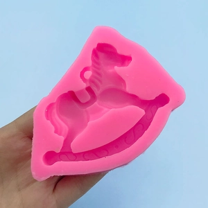 Moule en silicone cheval à bascule rose pour gâteau mousse chocolat et décorations DIY