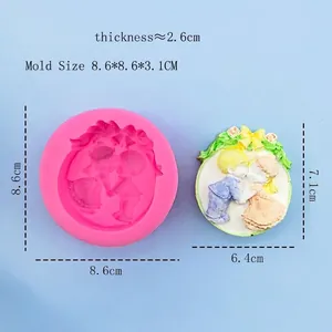 Silicone mold for DIY wedding couple soap or plaster decor with 3D relief kiss design