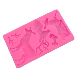 Pink silicone deer and antlers mold for DIY cake fondant, chocolate and crafts
