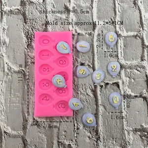 Pink silicone balloon numbers 0-9 mold for chocolate fondant and cake decoration