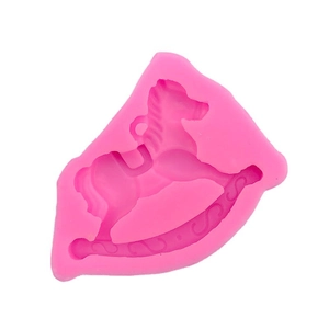 Moule en silicone cheval à bascule rose pour gâteau mousse et chocolat de bricolage
