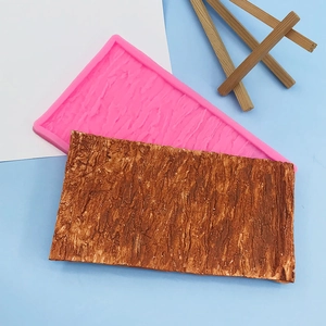 Tree Bark Texture Silicone Mold For Cake Fondant Chocolate Decoration DIY Baking Tool Pink Rectangular Bark Pattern Mold