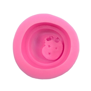 Pink round silicone mold with star pattern for handmade soap and gypsum crafts