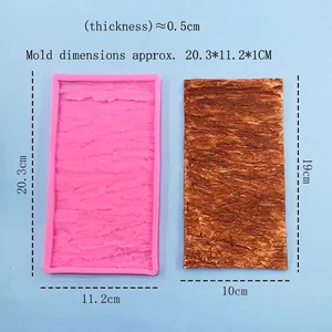 Pink silicone bark texture mold for cake border decoration and DIY baking crafts