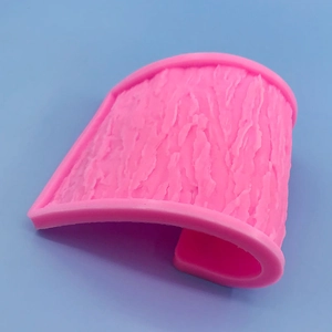 Pink flexible tree bark texture silicone mold for fondant cake and chocolate decorating
