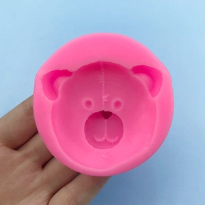 Pink silicone bear head mold for fondant cake and chocolate baking DIY projects