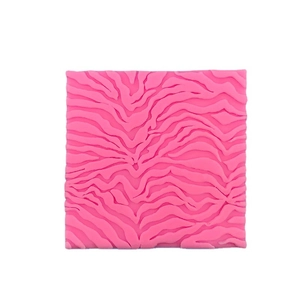 Pink square silicone mold with detailed zebra animal skin texture for fondant and soap making