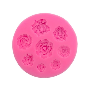 Moule en silicone rose avec 8 cavités de roses pour décoration de gâteaux et pâtisserie