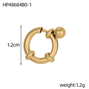 Polished gold-plated round spring clasp connector measuring 1.2cm and weighing 1.2g