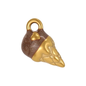 Pendentif cornet de glace tendance avec glaçage chocolat et petit cœur doré