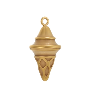 Creative stainless steel ice cream cone pendant with realistic texture on white background