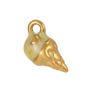 Pendentif cornet de glace doré scintillant avec détails pailletés et boucle d'attache