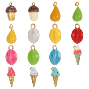 DIY Jewelry Pendants Stainless Steel Alloy Resin Enamel Ice Cream Acorn Fruit Charms For Keychain Earrings Jewelry Making