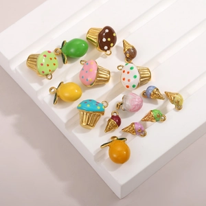 Pendentifs en émail colorés fruits et desserts pour la création de bijoux DIY