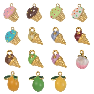 Breloques colorées en émail glace et fruits en alliage doré pour bijoux DIY
