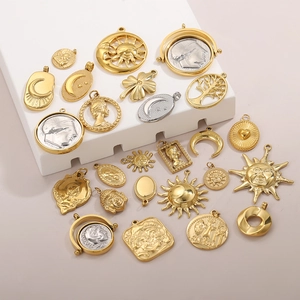 Vintage vacuum plated geometric pendant charms in gold and silver for DIY jewelry making