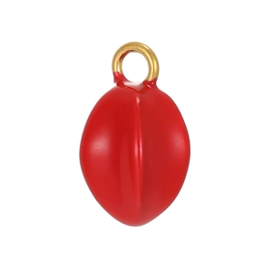Close-up of a 3D red heart charm with a golden ring attachment for DIY jewelry making