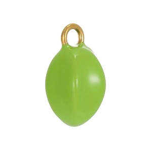 Detail of green coffee bean pendant with gold ring for DIY necklace and jewelry making