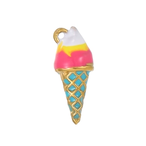 Colorful 3D ice cream cone pendant in stainless steel for DIY necklaces and jewelry