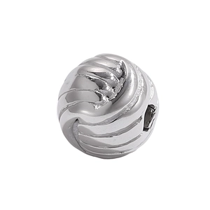 Polierte runde Edelstahlperle mit Spiralstruktur für DIY-Schmuck und Halskettenzubehör