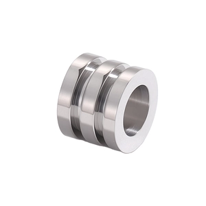 Minimalist silver stainless steel triple layered geometric bead for DIY jewelry making