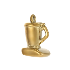 Pendentif tasse à café doré 3D en acier inoxydable pour bijoux et colliers DIY