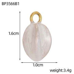 Detailed view of 18K gold plated oval resin charm showing 1.6cm height and 1.0cm width