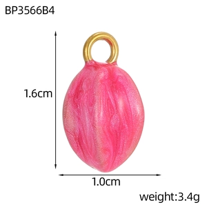 Pink marble textured resin pendant detail with gold ring and 1.6cm height measurement