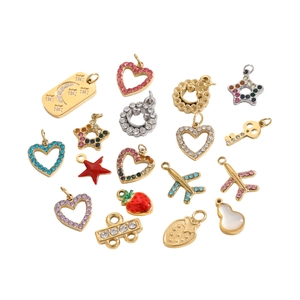 Set of 17 stainless steel charms including heart, star and plane for DIY jewelry making