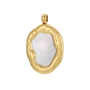 Vintage-Anhänger mit 14k Goldbeschichtung, Perlmutt und unregelmäßiger Lavatextur