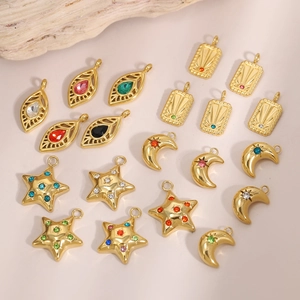 Pendentifs colorés dorés aux formes de feuille étoile et lune pour bijoux DIY