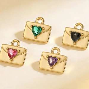Stainless Steel Envelope Heart Pendant Necklace Charm For Women DIY Jewelry Making Gold Silver Love Letter Pendant