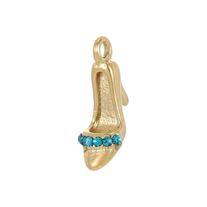 Gold-plated high heel pendant with sparkling blue zircons for jewelry making