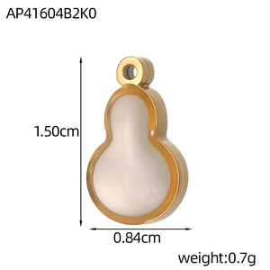 Gold stainless steel gourd pendant dimensions 1.50cm height and 0.84cm width weight 0.7g