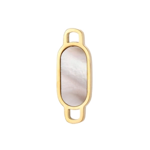 Franse vintage roestvrijstalen vergulde ovale hanger met parelmoer inleg voor DIY