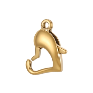 Detailed close-up of a heart-shaped gold lobster clasp for DIY jewelry making