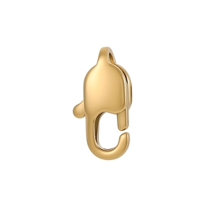 Detailed view of polished gold lobster clasp connector for DIY jewelry necklaces