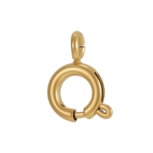 Close-up of polished gold spring ring clasp for jewelry necklace and bracelet making
