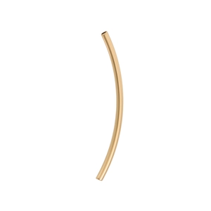 Close-up of curved hollow metal tube beads in gold finish for DIY jewelry making