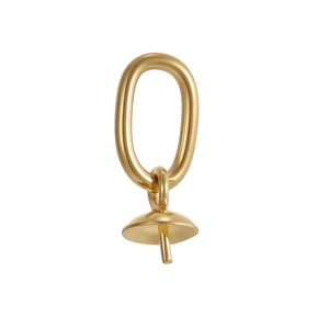 Detailed macro view of a polished gold jewelry pinch bail with cup and peg connector