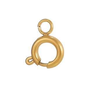 Polished gold spring ring clasp for jewelry making and necklace extender chains
