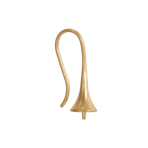 Detail of gold-plated metal earring hook with polished flared base for jewelry making