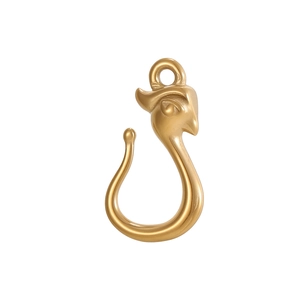 Detailed view of an ornate S-shaped gold lobster clasp connector for DIY jewelry making