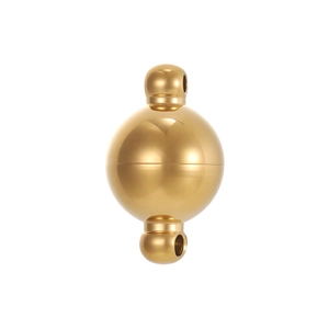 Detailed view of spherical golden magnetic clasp with high-gloss electroplating finish