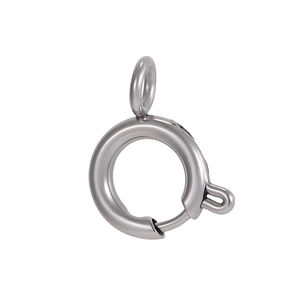 Detailed close-up of 925 sterling silver spring ring clasp for jewelry making